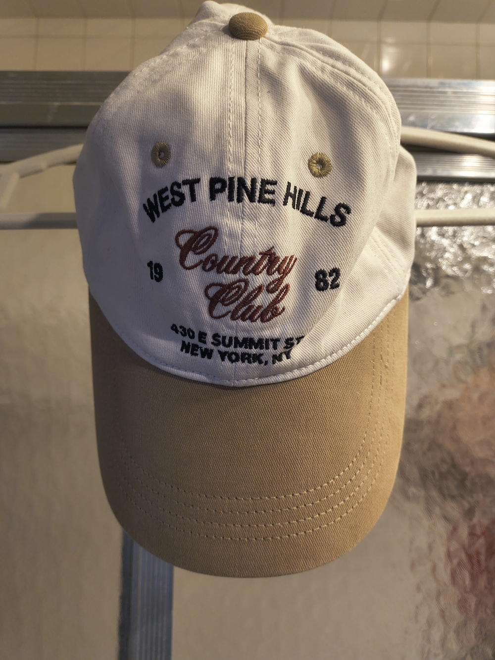 NWOT Abercrombie & Fitch Two-Tone Baseball Cap in Cream & Tan